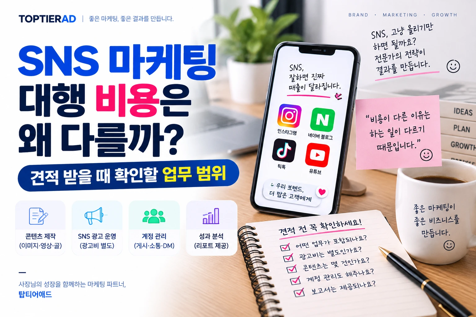 SNS 마케팅 대행 비용은 왜 다를까? 견적 받을 때 확인할 업무 범위